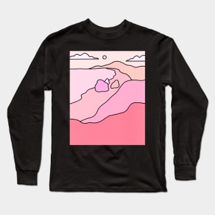 Pink mountain Landscape Cute Long Sleeve T-Shirt